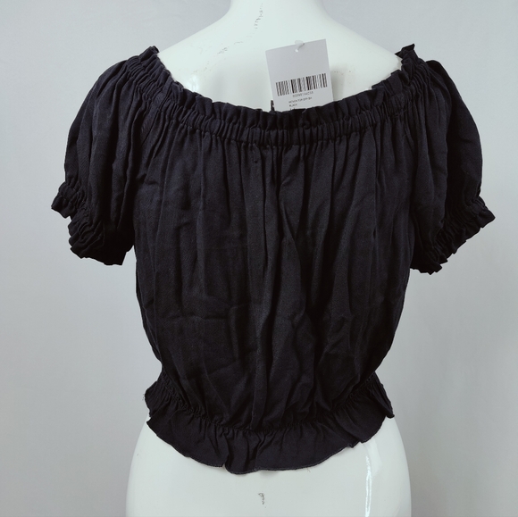 NWT Forever 21 Black Woven Off Shoulder Blouse Top Sz M - Picture 5 of 11